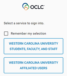OCLC Sign in screen