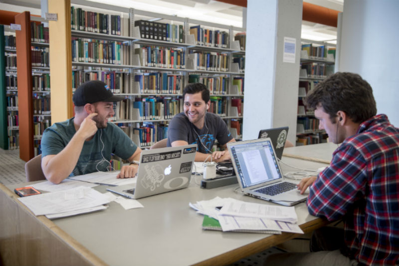 Group of students study in the library