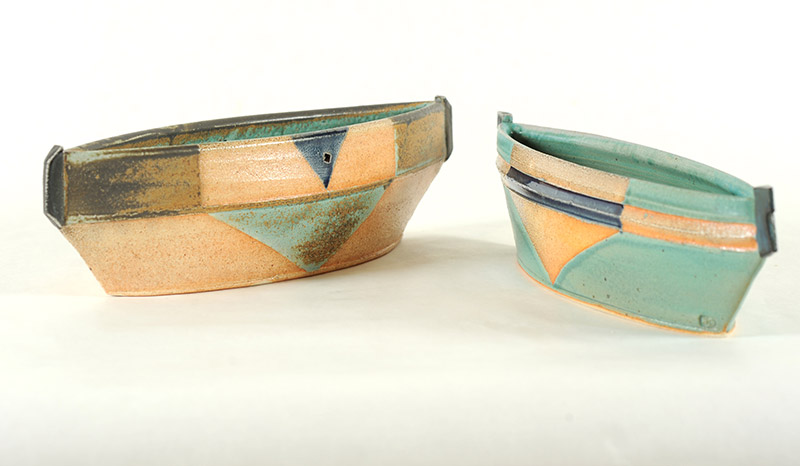 ceramic, thrown and altered, soda fired