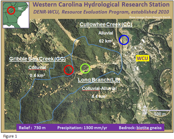 Map of Western Carolina Hydrological Research Station