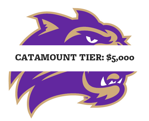 Logo of WCU catamount head with the words 'catamount tier $5000'