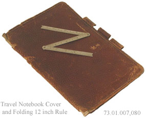 Travel notebook cover and folding ruler.
