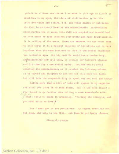 Kephart to Albert Britt, August 26, 1912, page 3.